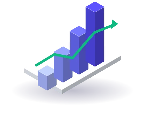 Graphique en barres ascendant avec une courbe de tendance