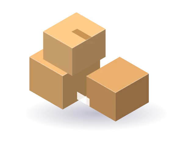 Cartons empilés sur une étagère de stockage